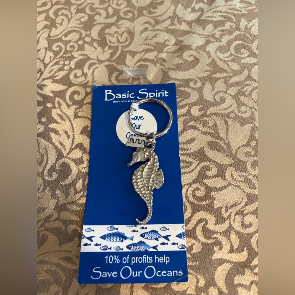 Seahorse Keychain Oceans Nautical Beach Save Our Oceans